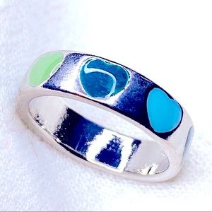 ❣️$25/3❣️ Green Hearts Enamel Sliver Plated Ring